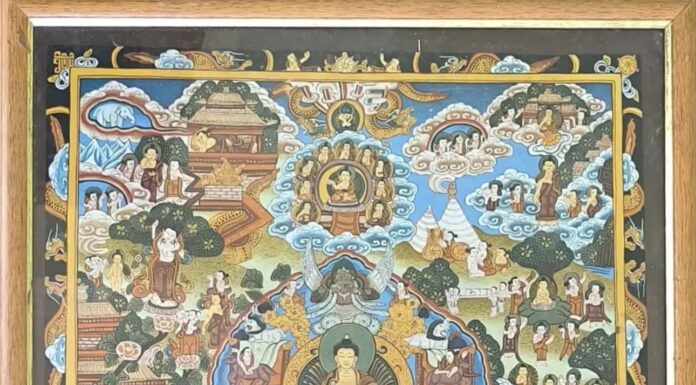 Thangka Pintada à Mão: A Arte Sagrada do Budismo Tibetano e a Eternização da Sabedoria em Cores